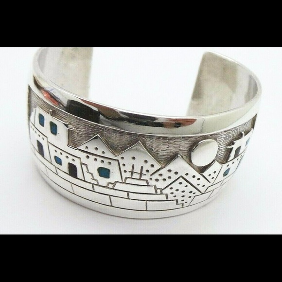 925 STERLING SILVER LADIES CUFF BANGLE BRACELET ! - Picture 7 of 9